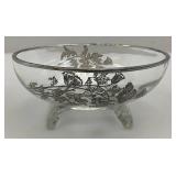 Vintage Silver Overlay Fostoria Century 3 Part Divided Relish Dish & Gravy Boat With Spoon