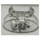 Vintage Silver Overlay Fostoria Century 3 Part Divided Relish Dish & Gravy Boat With Spoon