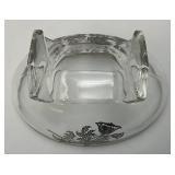 Vintage Silver Overlay Fostoria Century 3 Part Divided Relish Dish & Gravy Boat With Spoon