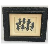 Antique Picture Frame 17" x 21" With Original Silhouette Art And Hand Painted Fold Open Shutter Mirror With Bermuda Art 18" x 20" Closed And 40" x 18" Open