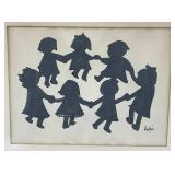 Antique Picture Frame 17" x 21" With Original Silhouette Art And Hand Painted Fold Open Shutter Mirror With Bermuda Art 18" x 20" Closed And 40" x 18" Open