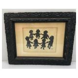 Antique Picture Frame 17" x 21" With Original Silhouette Art And Hand Painted Fold Open Shutter Mirror With Bermuda Art 18" x 20" Closed And 40" x 18" Open