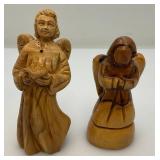 Misc. Vintage Wood Carved Items Including Camel Bone  Inlaid Trinket Box And More