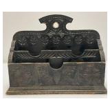 Misc. Vintage Wood Carved Items Including Camel Bone  Inlaid Trinket Box And More