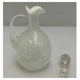Vintage FENTON Daisy And Fern Opalescent Clear Glass Cruet