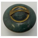 Vintage Very RARE Brass/Enamel Israeli Made Candy Dish With Lid 4 1/2" x 5 1/2"