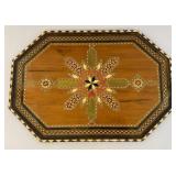 Vintage Handmade Wooden Music Boxes, Hummel Wooden Music Box & Inlaid Wooden Laquered Serving Tray (Cracks Present In Clearcoat)