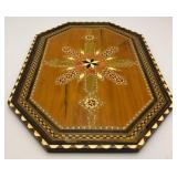 Vintage Handmade Wooden Music Boxes, Hummel Wooden Music Box & Inlaid Wooden Laquered Serving Tray (Cracks Present In Clearcoat)