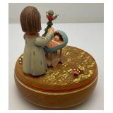 Vintage Handmade Wooden Music Boxes, Hummel Wooden Music Box & Inlaid Wooden Laquered Serving Tray (Cracks Present In Clearcoat)