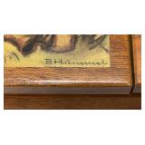 Vintage Handmade Wooden Music Boxes, Hummel Wooden Music Box & Inlaid Wooden Laquered Serving Tray (Cracks Present In Clearcoat)