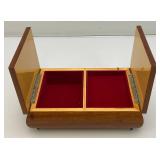 Vintage Handmade Wooden Music Boxes, Hummel Wooden Music Box & Inlaid Wooden Laquered Serving Tray (Cracks Present In Clearcoat)