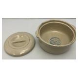 Vintage Red Wing Casserole Bowl With Lid Pottery With Scandia Merchantile Company Advertisement