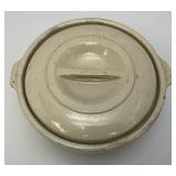 Vintage Red Wing Casserole Bowl With Lid Pottery With Scandia Merchantile Company Advertisement