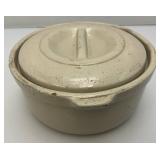 Vintage Red Wing Casserole Bowl With Lid Pottery With Scandia Merchantile Company Advertisement