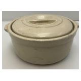 Vintage Red Wing Casserole Bowl With Lid Pottery With Scandia Merchantile Company Advertisement