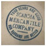 Vintage Red Wing Casserole Bowl With Lid Pottery With Scandia Merchantile Company Advertisement