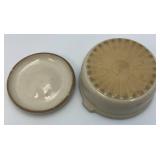 Vintage Red Wing Casserole Bowl With Lid Pottery With Scandia Merchantile Company Advertisement