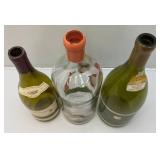 Three Tall Vintage Glass Wine Bottles (Perfect For Coins Or Marbles)