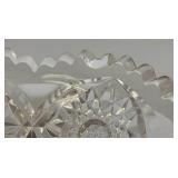 Vintage Crystal And Glass Items Including Fostoria Silver Plate Overlay Divided Snack Dish And More