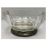 Vintage Crystal And Glass Items Including Fostoria Silver Plate Overlay Divided Snack Dish And More