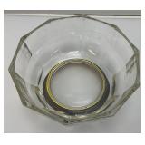 Vintage Crystal And Glass Items Including Fostoria Silver Plate Overlay Divided Snack Dish And More