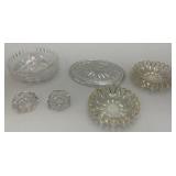 Vintage Crystal And Glass Items Including Fostoria Silver Plate Overlay Divided Snack Dish And More