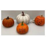 Group Of Resin And Ceramic Pumpkins