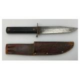 Vintage Hammer Brand Fixed Blade Knife with 5" Blade And Leather Sheath