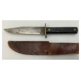 Vintage Hammer Brand Fixed Blade Knife with 5" Blade And Leather Sheath