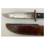 Vintage Hammer Brand Fixed Blade Knife with 5" Blade And Leather Sheath