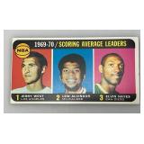 1970-71 Topps NBA 1969-70 Scoring Average Leaders Jerry West, Lew Alcindor And Elvin Hayes Card (In Protective Sleeve) Reprint?