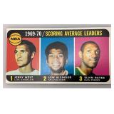 1970-71 Topps NBA 1969-70 Scoring Average Leaders Jerry West, Lew Alcindor And Elvin Hayes Card (In Protective Sleeve) Reprint?