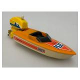 1978 Collectible Ski Streak Wind Up Plastic Bathtub Boat 5 3/4" (WORKS)