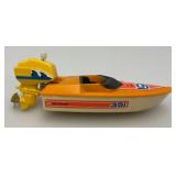 1978 Collectible Ski Streak Wind Up Plastic Bathtub Boat 5 3/4" (WORKS)