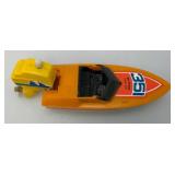 1978 Collectible Ski Streak Wind Up Plastic Bathtub Boat 5 3/4" (WORKS)