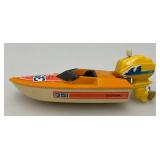 1978 Collectible Ski Streak Wind Up Plastic Bathtub Boat 5 3/4" (WORKS)