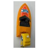 1978 Collectible Ski Streak Wind Up Plastic Bathtub Boat 5 3/4" (WORKS)