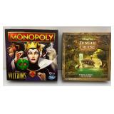 Vintage Collectible DISNEY Board Games Including Monopoly Disney VILLIANS And Disney Parks JUNGLE CRUISE Adventure Game (NEW OLD STOCK)