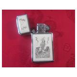 (CNTR) Vintage Zippo Scrimshaw Ship...