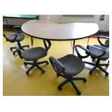 Rm 205 - Half moon table 71x48 with 4 chairs no backs