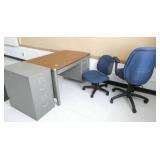 Rm 204 - Steel desk, file cabinet, 2 chairs, floor mat
