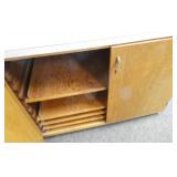 Rm 201 - wood cabinet, steel desk, chair