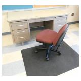 Rm 213 - steel desk, chair, file cabinet and mat