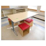 Rm 216 - table and 4 storage cube chairs