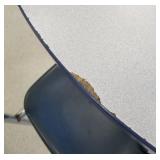 Rm 217 - blue edge table 42 inch and 2 chairs