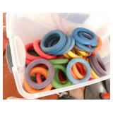 GymS- frisbee golf stands and tub of rings