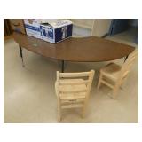 Rm 115 - half moon table and 2 chairs