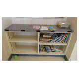 Rm 115 - 2 short bookshelves 54x17x30 and 52x25x30 and one cabinet 36x24x80and all contents