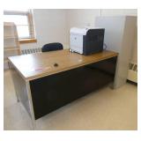 Rm 115 - steel desk 30x60x29, chair, floor mat, file cabinet
