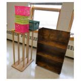 Rm 114 - chalkboard/whiteboard easel, bookcases and totes